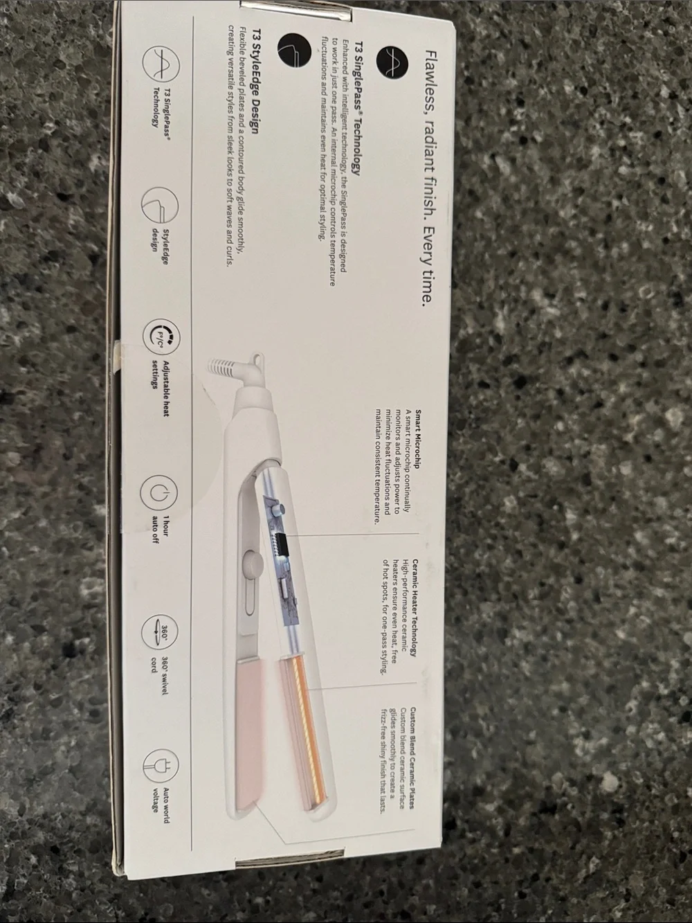 T3 SinglePass Ceramic Hair Straightener with Rose Gold Accents